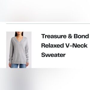 Treasure & Bond Relaxed Gray V-Neck Sweater